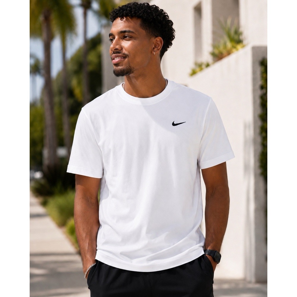 Nike Sportswear The Nike Tee T-Shirt Men's L White 100% Cotton Embroidered NWT